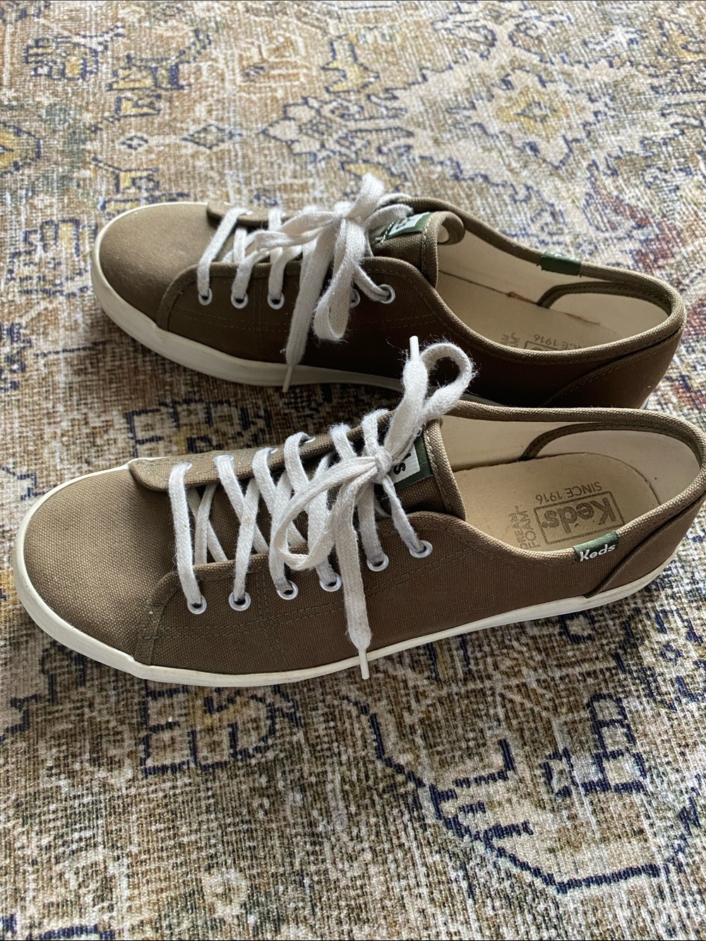 Keds Women’s Canvas Sneakers — Olive Green with White Accents - Picture 3 of 8